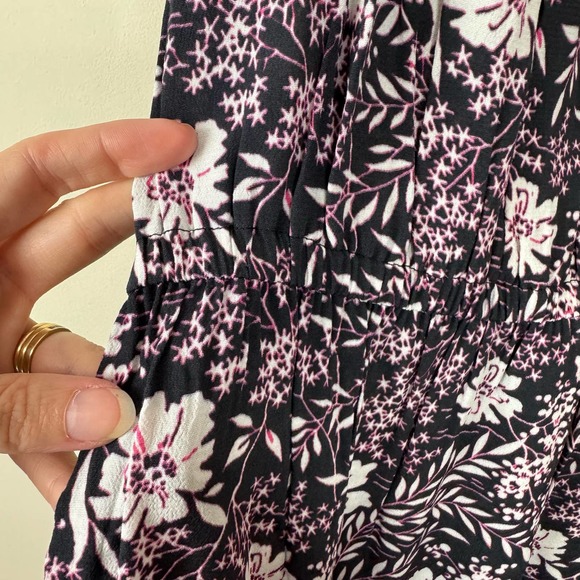 Bobi Black Floral Printed Crepe One Shoulder Ruffle Dress NWT Size Small - Picture 4 of 9